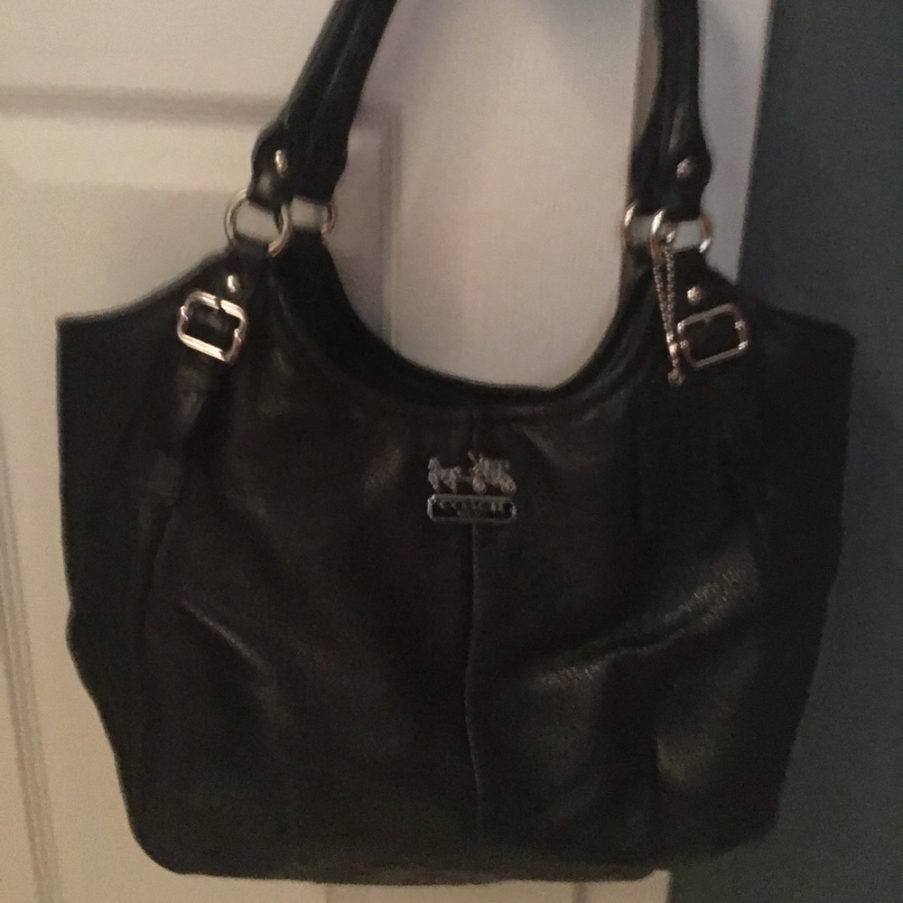 Black leather Coach shoulder bag